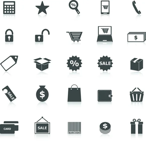 Iconos Compras Con Reflexionar Sobre Fondo Blanco Vector Stock — Archivo Imágenes Vectoriales