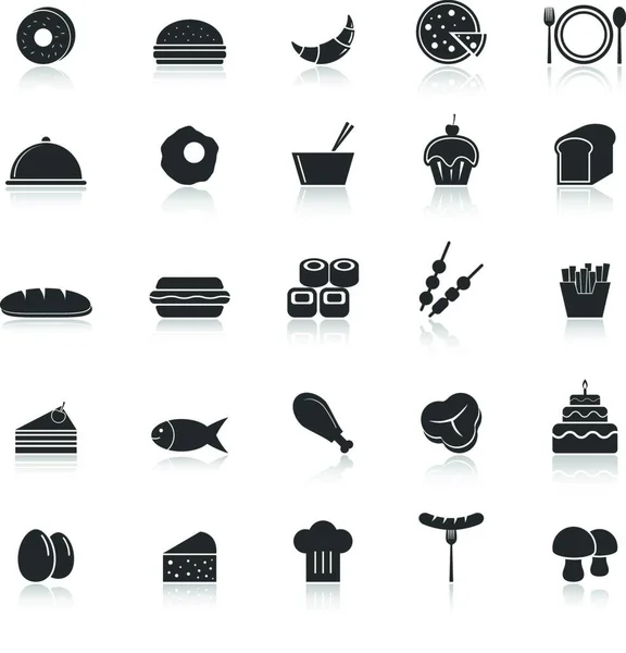 Food Icons Reflect White Background Stock Vector — Stock Vector