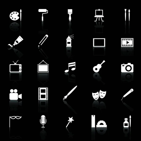 Art Icons Reflect Black Background Stock Vector — Stock Vector