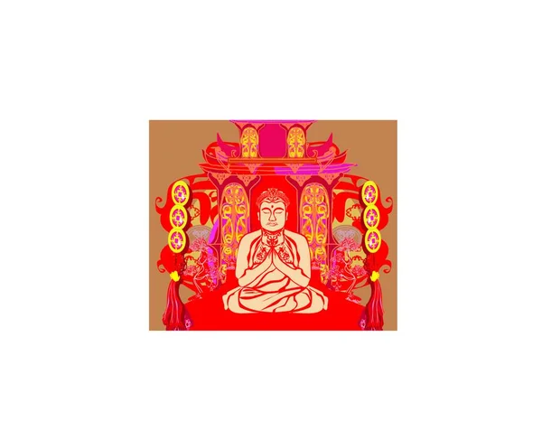 Buddha Elvont Háttér Gyönyörű Díszkártya — Stock Vector