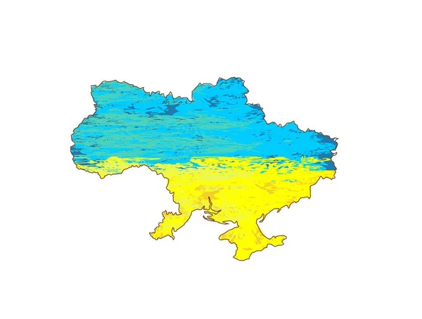 Ukraine Grunge Karte Mit Der Flagge Inneren — Stockvektor