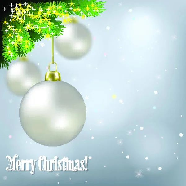 带有白色圣诞装饰品和松枝的灰色背景摘要 — 图库矢量图片