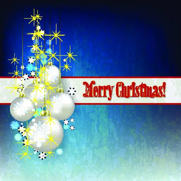 Абстрактне Святкування Привітання Різдвяними Прикрасами Гранжевому Синьому Фоні — стоковий вектор