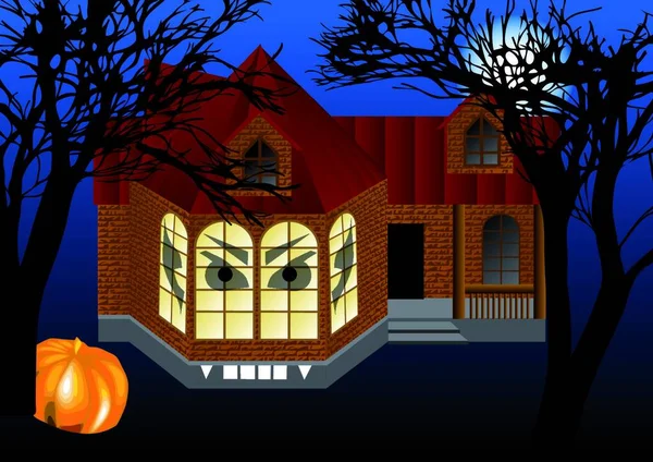 Жуткий Дом Тыквой Абстрактный Хеллоуин — стоковый вектор