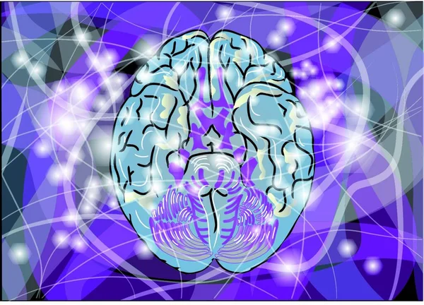 Actividad Cerebral Cerebro Abstracto Con Línea Multicolor Luz — Vector de stock