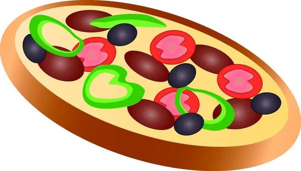 Pizza Isolada Sobre Fundo Branco —  Vetores de Stock