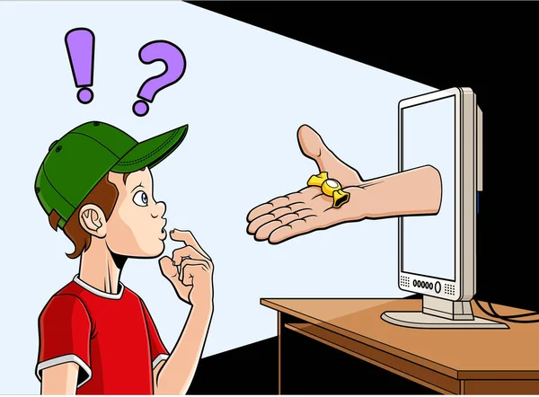 Ilustración Conceptual Sobre Los Peligros Internet Para Los Niños Una — Vector de stock