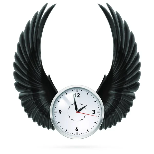 White Clock Black Wings Swing Fly — Stock Vector