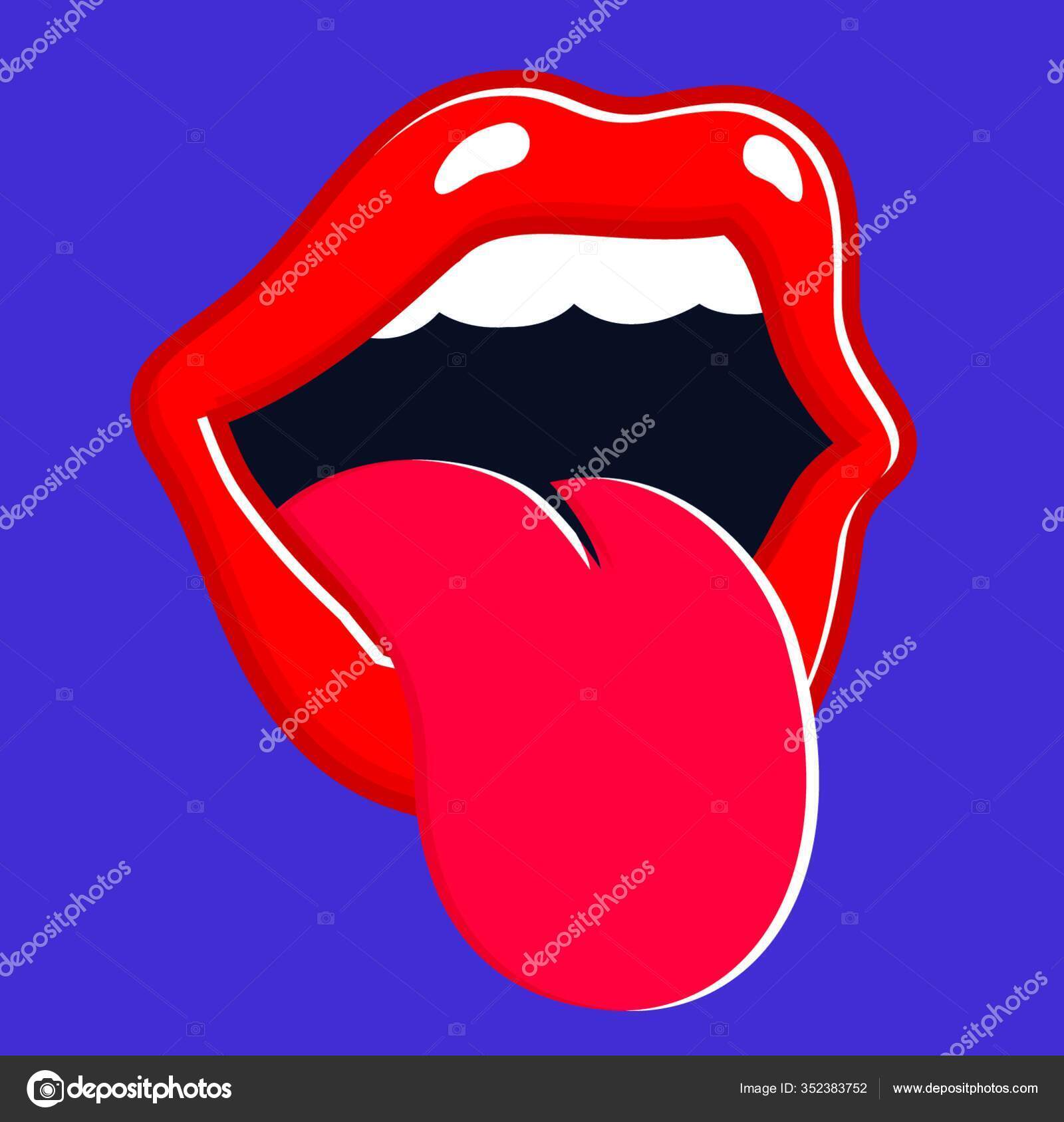 Hungry Thirsty Disgusted Mouth Red Lips Lipstick Tongue Out Stylish