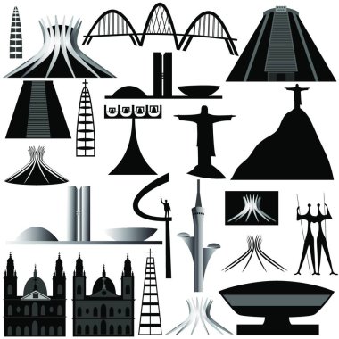 Vector illustration of the various landmarks of Brazilia clipart