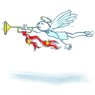 stick figure angel with trumpet clipart