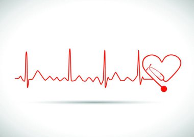 Illustration of a heart monitor wave with stethoscope isolated on a white background. clipart
