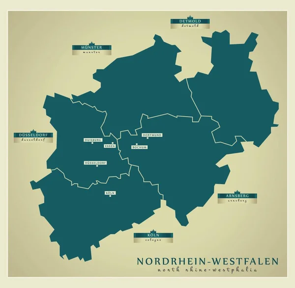 Mapa Moderno North Rhine Westphalia — Vector de stock