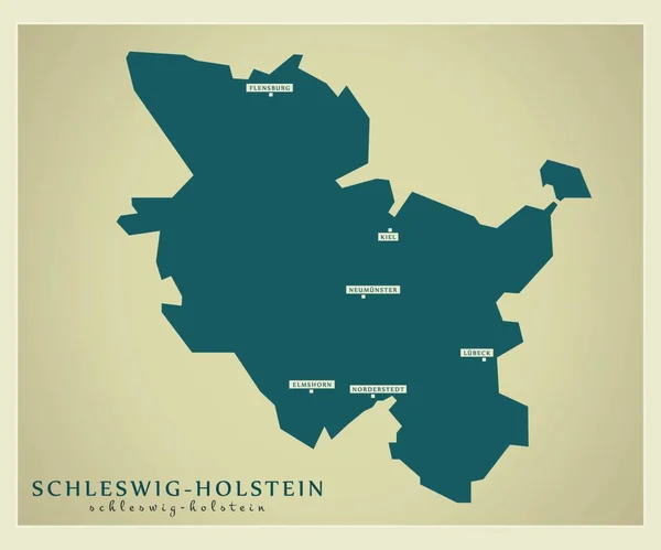 Mapa Moderno Schleswig Holstein — Archivo Imágenes Vectoriales