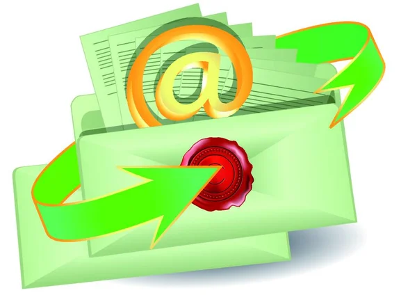Enveloppen Met Een Mail Geïsoleerd Wit — Stockvector