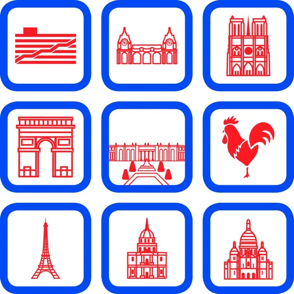 Ilustración Vectorial Los Hitos París — Vector de stock