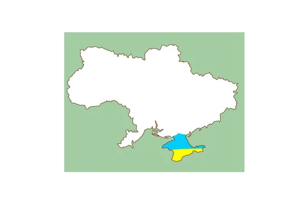 Ucrânia Mapa Vetorial Com Península Crimeia Destaque —  Vetores de Stock
