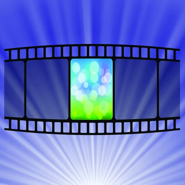 Barevné Ilustrace Starým Filmovým Pruhem Modrém Pozadí — Stockový vektor