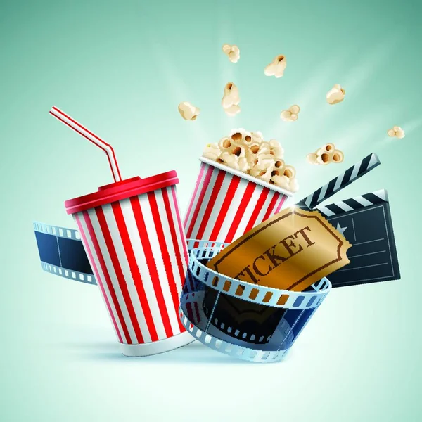 Popcorn Przekąski Filmowe — Wektor stockowy
