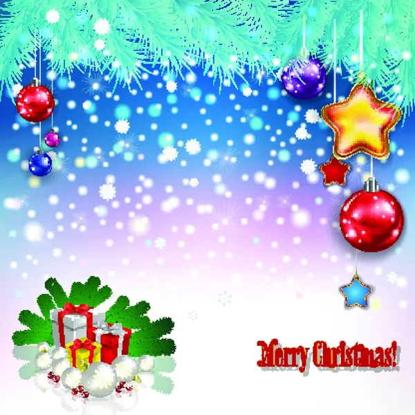 Celebrazione Astratta Saluto Con Regali Natale Decorazioni — Vettoriale Stock