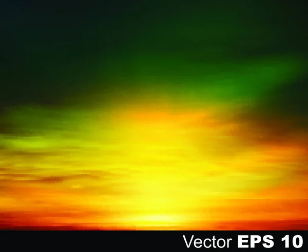 Abstraktní Příroda Zelené Pozadí Oblohy Golden Sunset — Stockový vektor