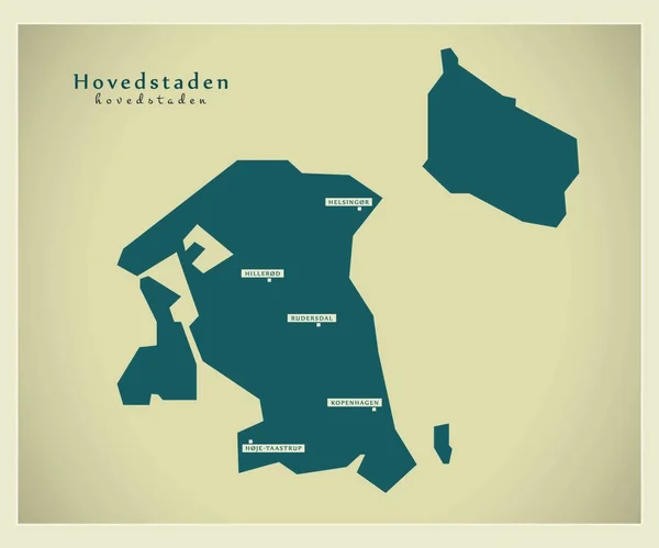 Mapa Moderno Hovedstadens —  Vetores de Stock