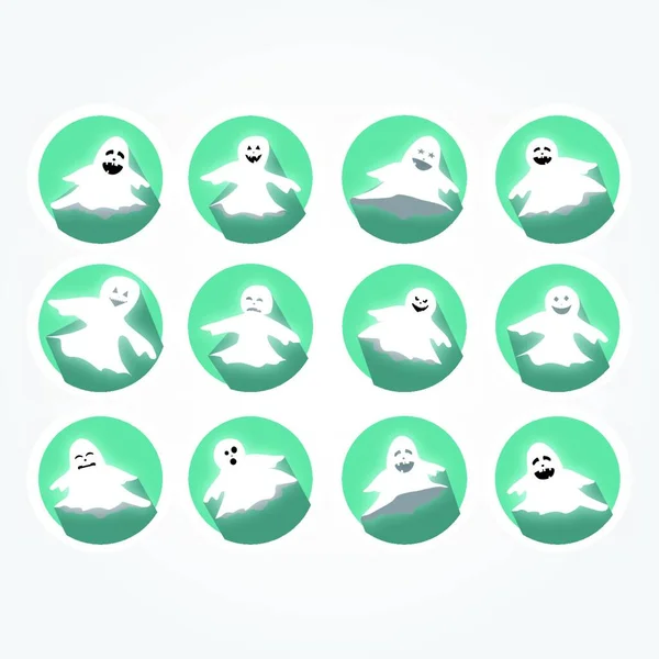 Iconos Establecidos Para Fiesta Halloween Con Los Objetos Principales — Vector de stock