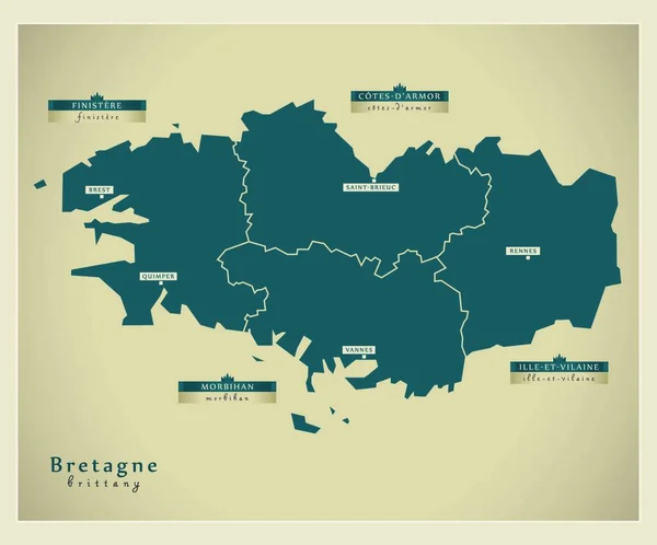 Współczesna Mapa Brittany — Wektor stockowy