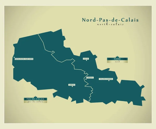 Mapa Moderno Nord Pas Calais —  Vetores de Stock