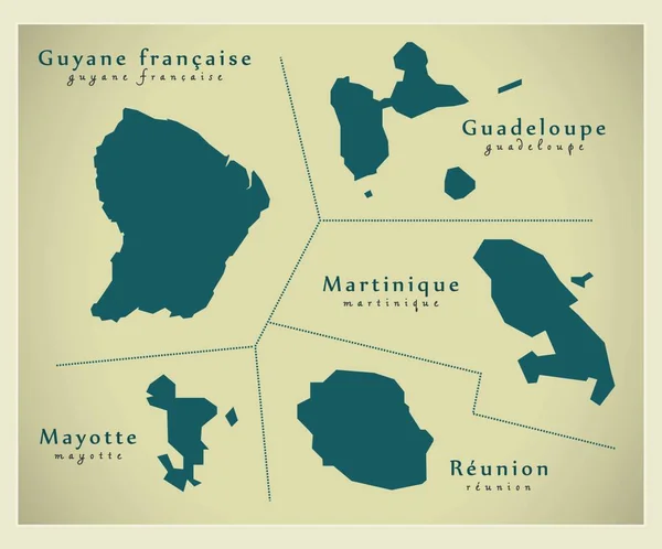 Современная Карта Заморские Департаменты — стоковый вектор