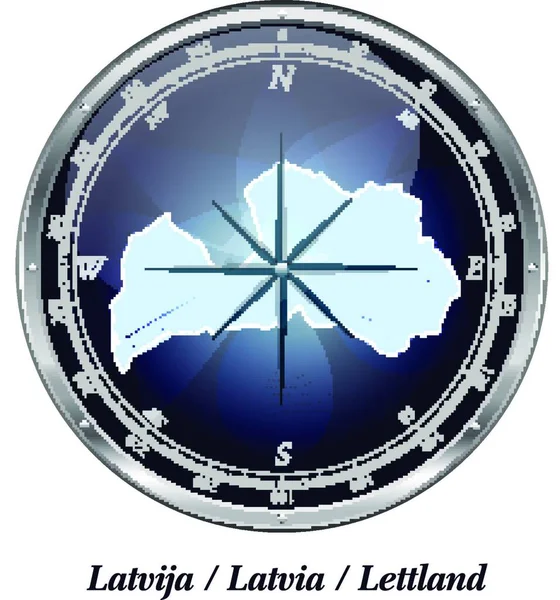 Latvia Con Fronteras Cromo — Vector de stock