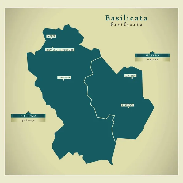 Mapa Moderno Basilicata Ele —  Vetores de Stock