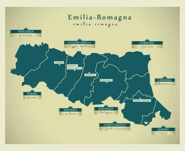 現代地図 エミリア ロマーニャ州 — ストックベクタ