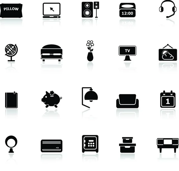 Bedroom Icons Reflect White Background Stock Vector — Stock Vector
