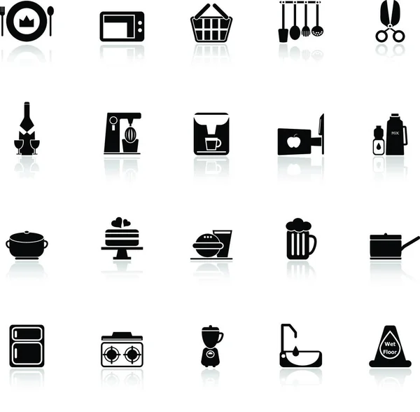 Iconos Cocina Casera Con Reflexionar Sobre Fondo Blanco Vector Stock — Archivo Imágenes Vectoriales