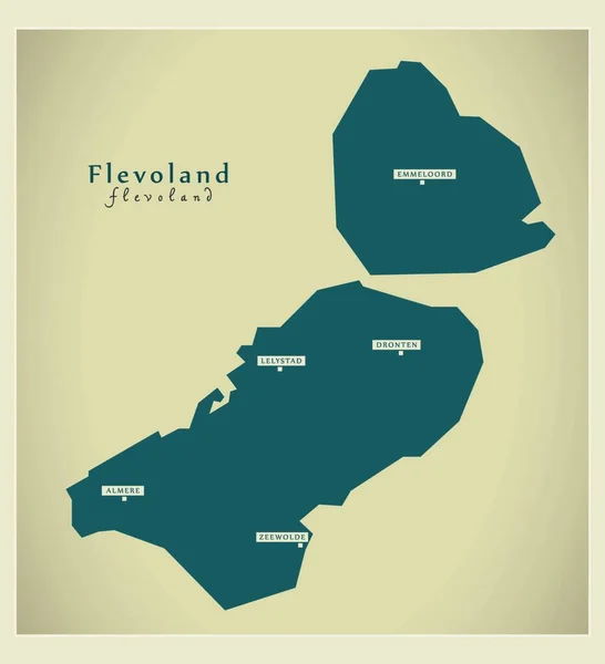 Mapa Moderno Flevoland — Archivo Imágenes Vectoriales