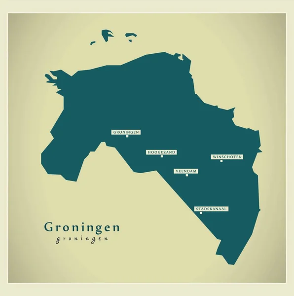 Mapa Groningen Moderno —  Vetores de Stock