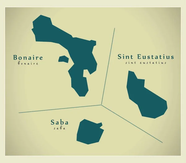 Moderne Kaart Overzeese Provincies Saba Bonaire Sint Eustatius — Stockvector
