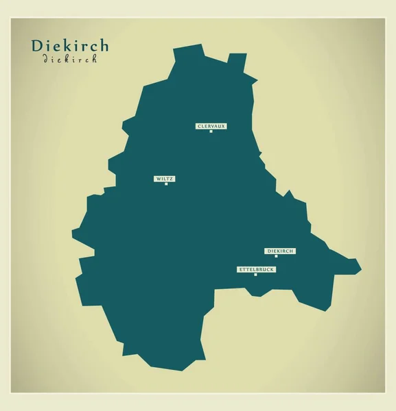 Mapa Moderno Diekirch — Archivo Imágenes Vectoriales