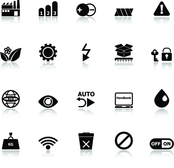 Elektroniczne Ikony Znaków Odbiciem Białym Tle Wektor Akcji — Wektor stockowy
