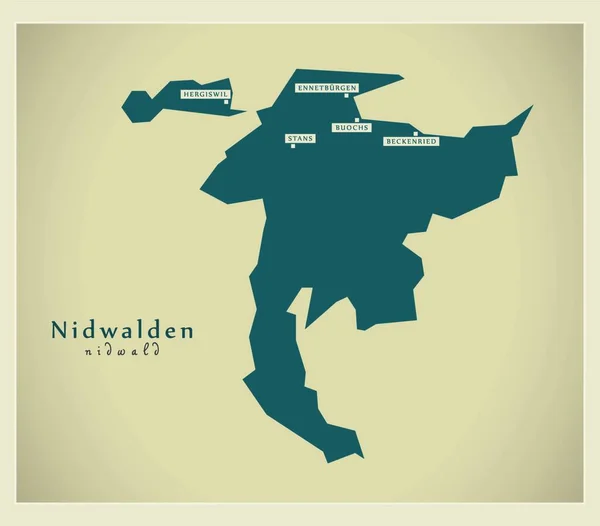 Mapa Moderno Nidwalden — Archivo Imágenes Vectoriales
