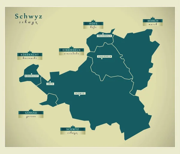 Mapa Moderno Schwyz — Vector de stock