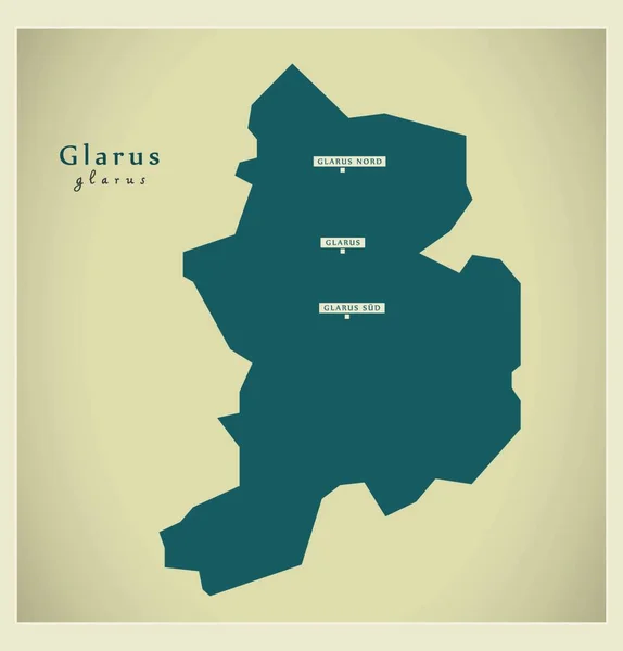 Mapa Moderno Glarus — Vector de stock