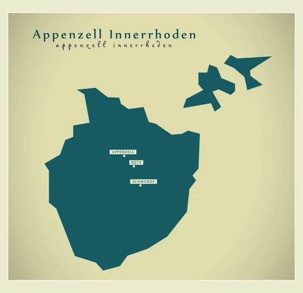 Mapa Moderno Appenzell Inner Rhodes — Archivo Imágenes Vectoriales