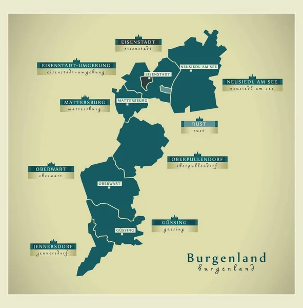 Mapa Moderno Burgenland —  Vetores de Stock