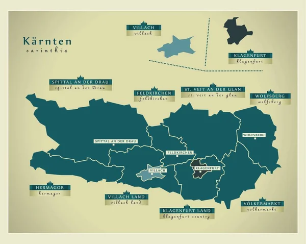 Carintia Mapa Moderna — Vector de stock