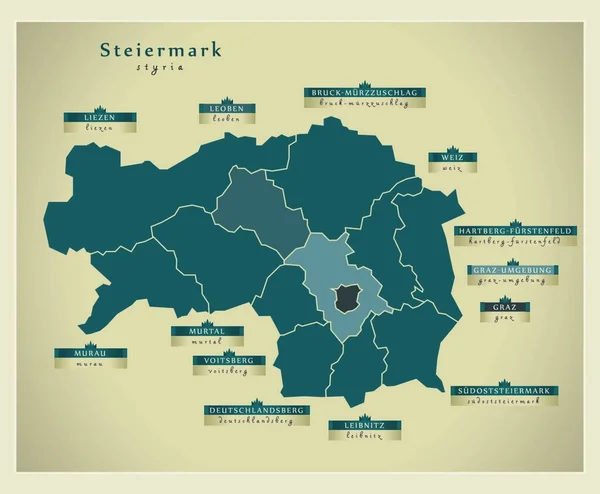 Moderne Karte Steiermark Bei — Stockvektor