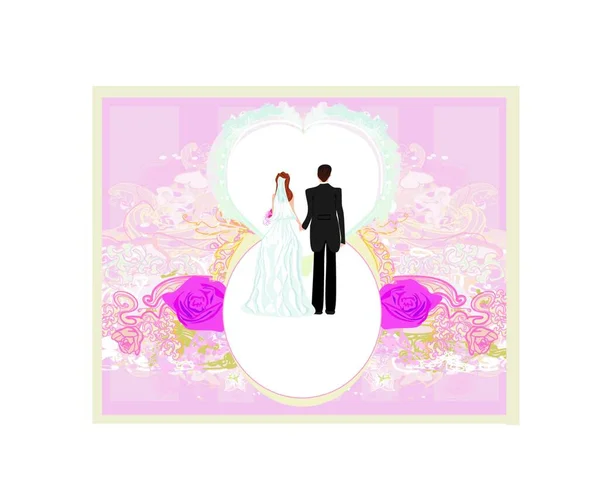 Huwelijksuitnodiging Kaart Met Een Schattig Paar — Stockvector