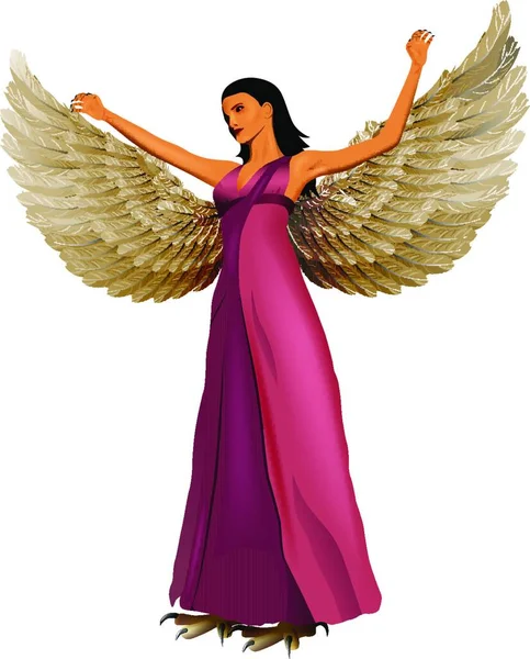 Vector Beautiful Harpy Red Dress Eps Vector — Stock Vector