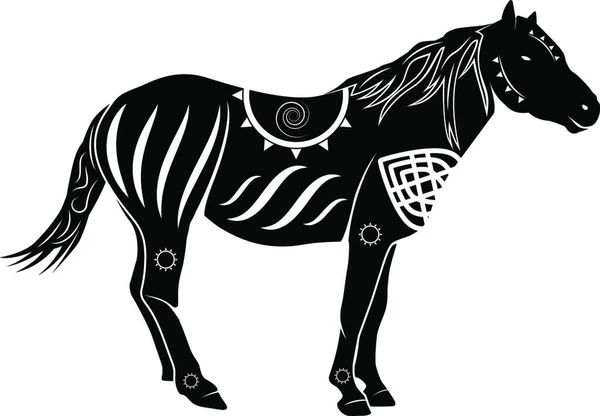 Vector Chinese Style Horse Silhouette Auf Weißem Hintergrund — Stockvektor